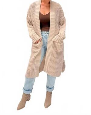 NEW PROMESA cable knit cardigan in oatmeal